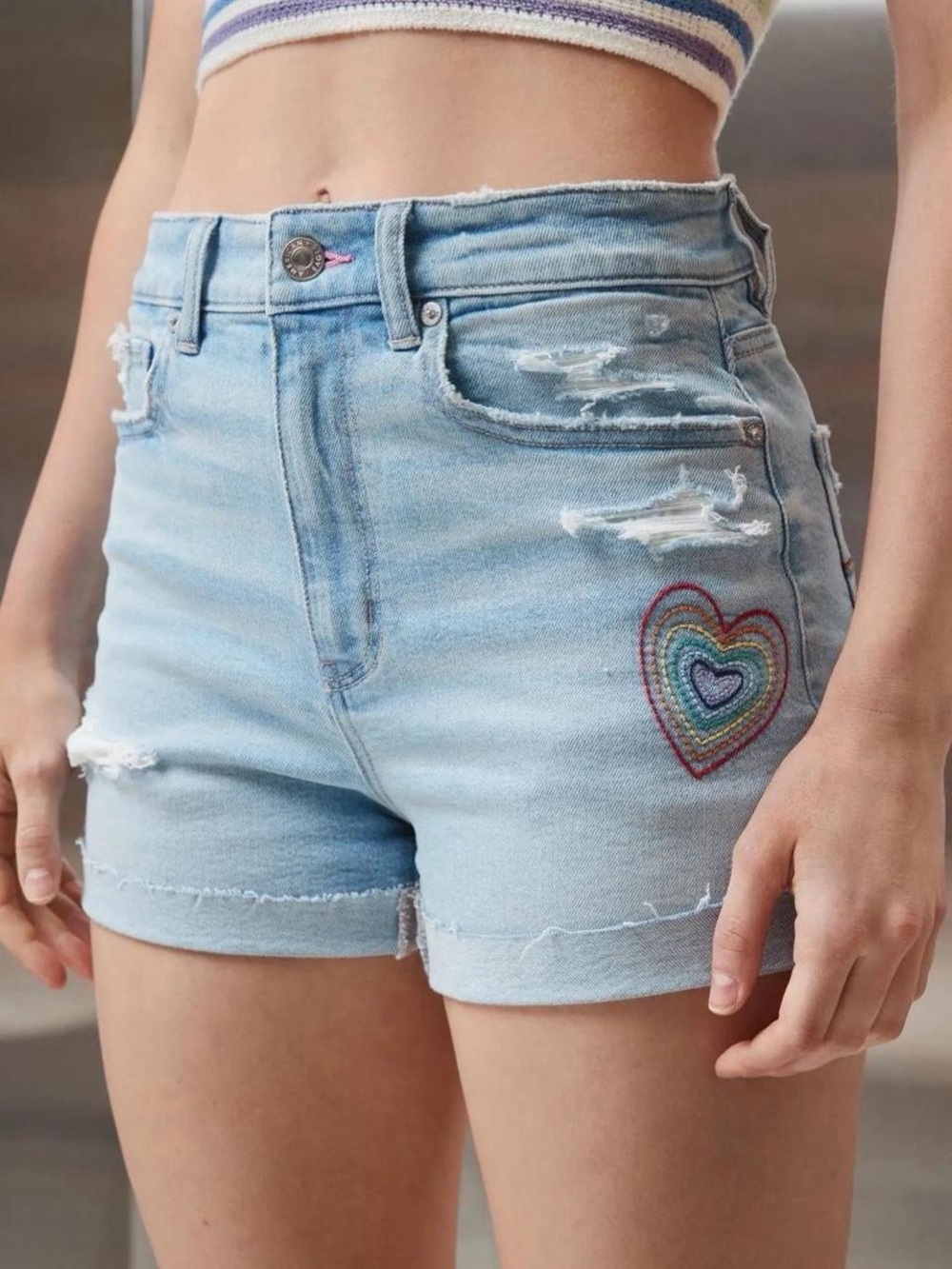 American Eagle pride jean shorts